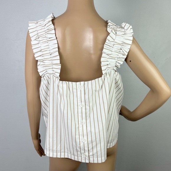FRAME STRIPED RUFFLE STRAP COTTON TOP - Picture 9 of 11